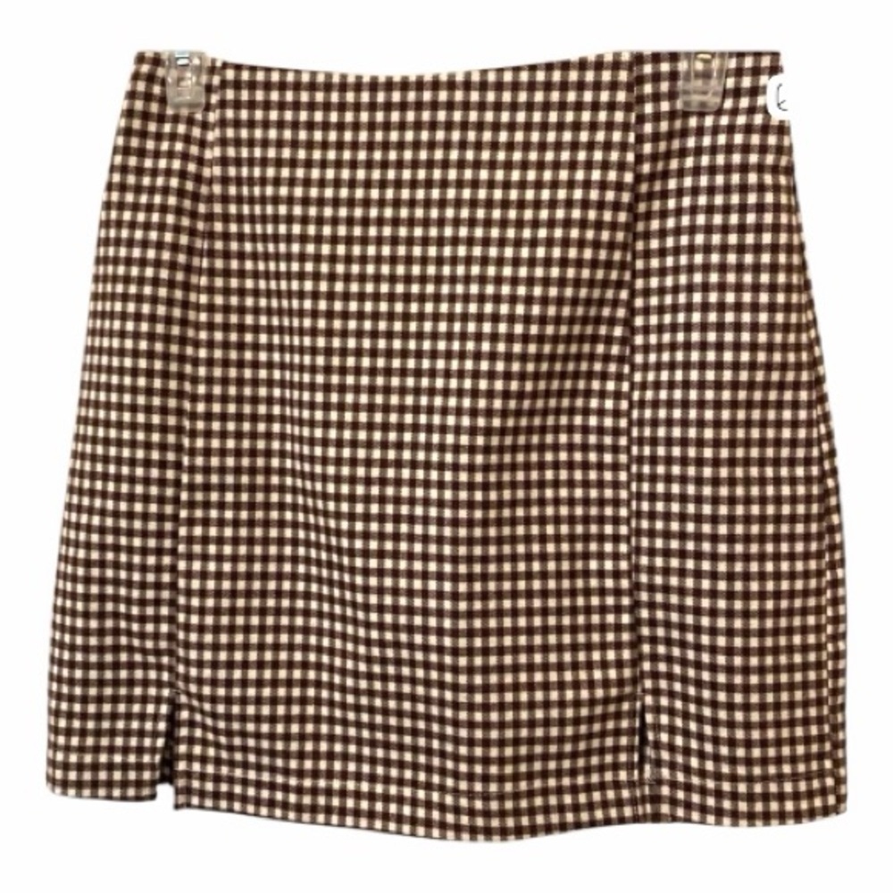Eyeshadow Brown and White Checkered Skirt Size 3 - Picture 2 of 9